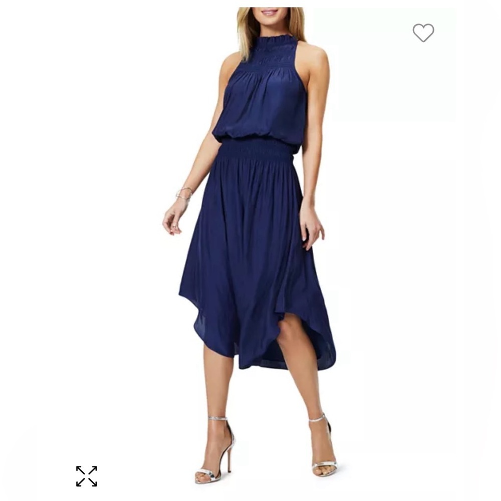 Ramy Brook Blue Asymmetrical Pleated Sundress